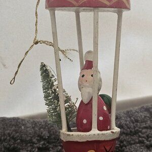Vintage Wooden Hot Air Balloon Christmas Ornament Preowned Condition